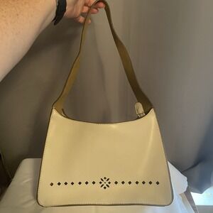 Mondani New York Ivory White Vegan Leather Laser Cut Hobo Bag Purse Shoulder Bag